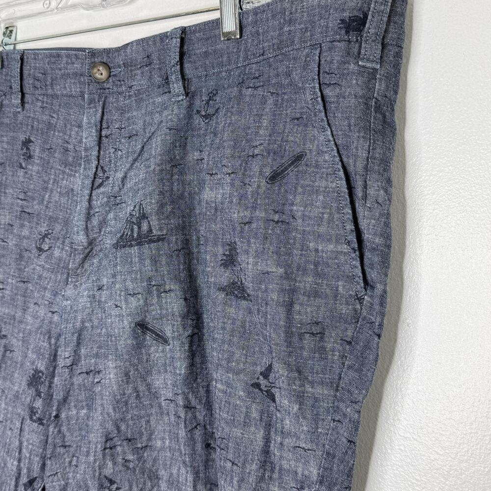 Nautica Shorts Nautical Print 42 Blue Chino Summer 8.5" Mens